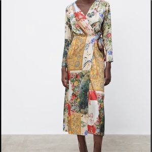 ZARA Patchwork Kimono Wrap Dress NWT